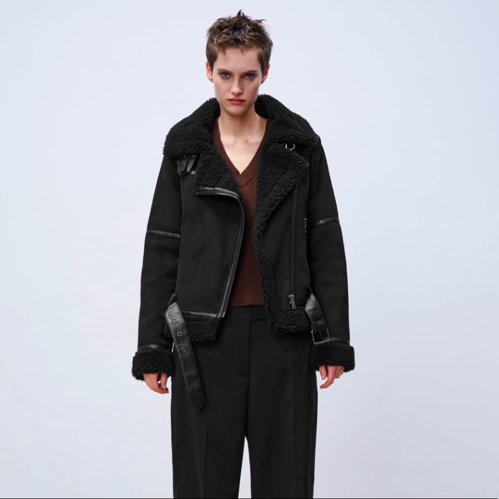 Zara Black Double Faced Jacket